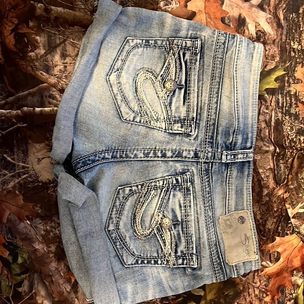 Silver jean shorts